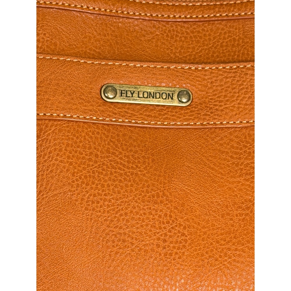 Fly London Tan Brown Pebbled Vegan Leather Satchel Crossbody Bag Multi Pocket - Picture 2 of 9